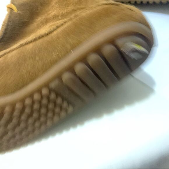 Vintage Ladies size 6 Suede Fringe Minnetonka Tall Lace Up Moccasins Knee Boots - Picture 7 of 9